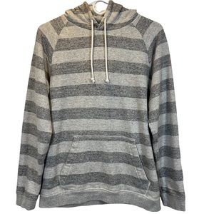 H&M Hoodie Medium Hooded Sweatshirt Gray Striped HM Basic Pullover